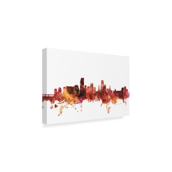 Michael Tompsett 'Miami Florida Skyline Red' Canvas Art,22x32